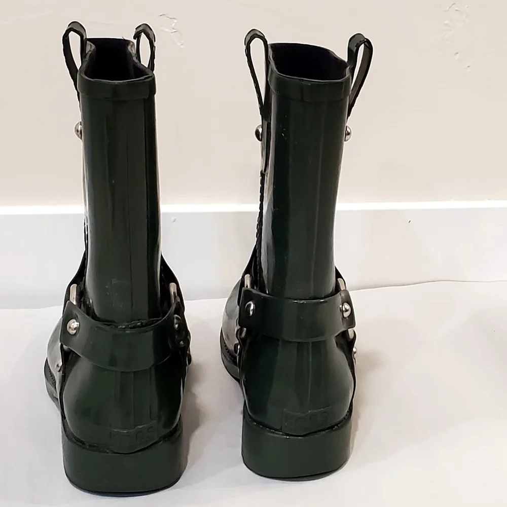 Michael Kors Forest Green Stormy Short Rain Boots, Wms 9, Good Cond.